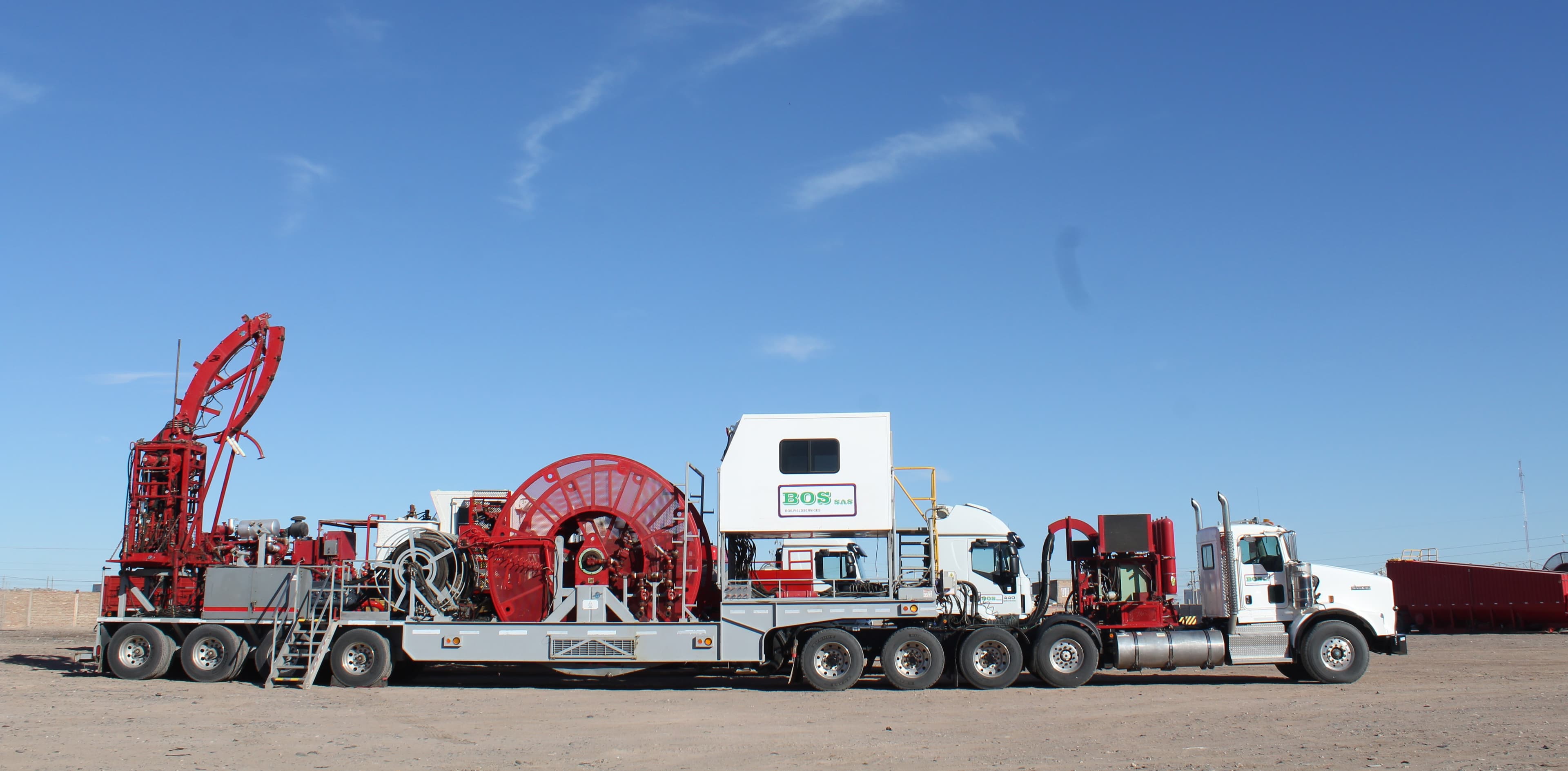 Coiled tubing truck in desert
